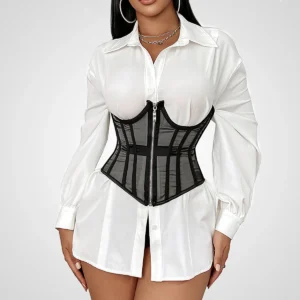 Cinturilla corset negra serre-taille – Corset estructurado con cordones para moldear la cintura de mujer
