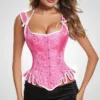 Corset estilo renacentista floral – Prenda de inspiración histórica con escote cuadrado y cordones traseros