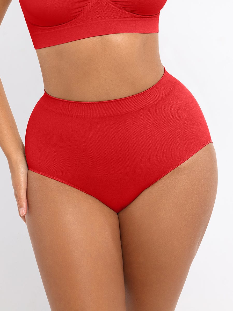 Braga faja roja de talle alto – Moldea vientre y cintura con estilo sensual y compresión cómoda