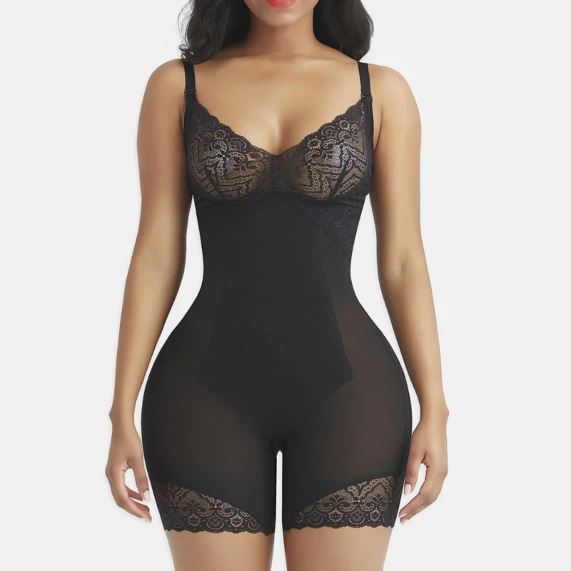Faja reductora con encaje floral – Moldeadora de talle alto para vientre plano y cintura definida, invisible bajo la ropa
