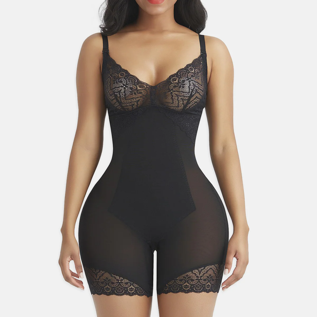 Faja reductora con encaje floral – Moldeadora de talle alto para vientre plano y cintura definida, invisible bajo la ropa