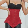 Corset largo underbust rojo – Corset moldeador con varillas metálicas y cordones para mujer