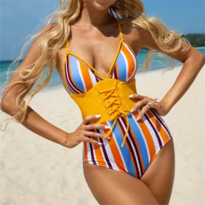 Bañador estilo corset para mujer con escote bustier y efecto moldeador